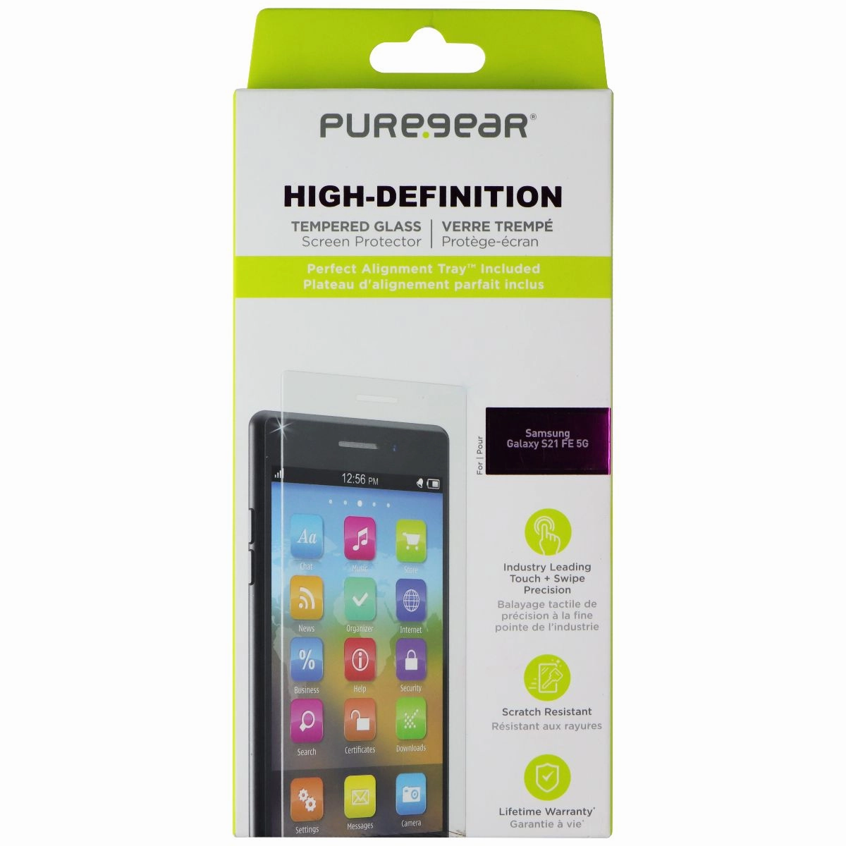 PureGear HD Tempered Glass with Tray for Samsung Galaxy S21 FE (5G) - Clear Screen Defense Max Elite