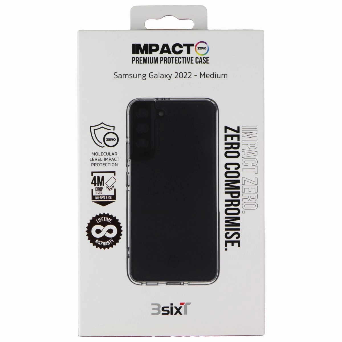 3SIXT Impact Zero Protective Case for Samsung Galaxy (S22 ) - Clear Minimal Detail Texture Scratch Barrier