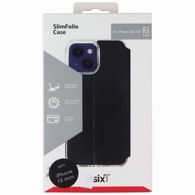 3SIXT SlimFolio Series Wallet Case for Apple iPhone 13 Mini - Black Minimal Build Texture Matte Texture Finish