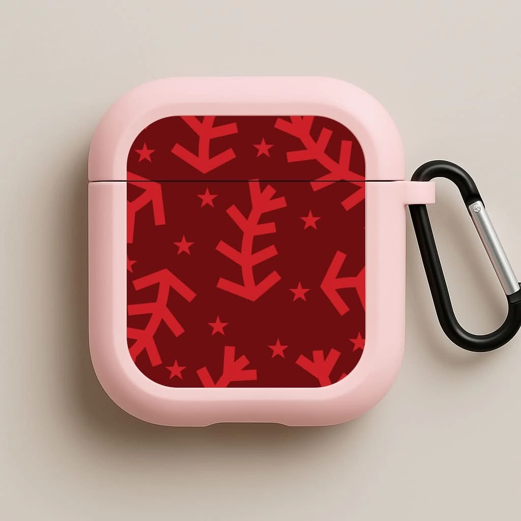 magnetic lock airpods shell shockproof outdoor protector Abstract Ferns And Snowflakes Pattern AirPods Case