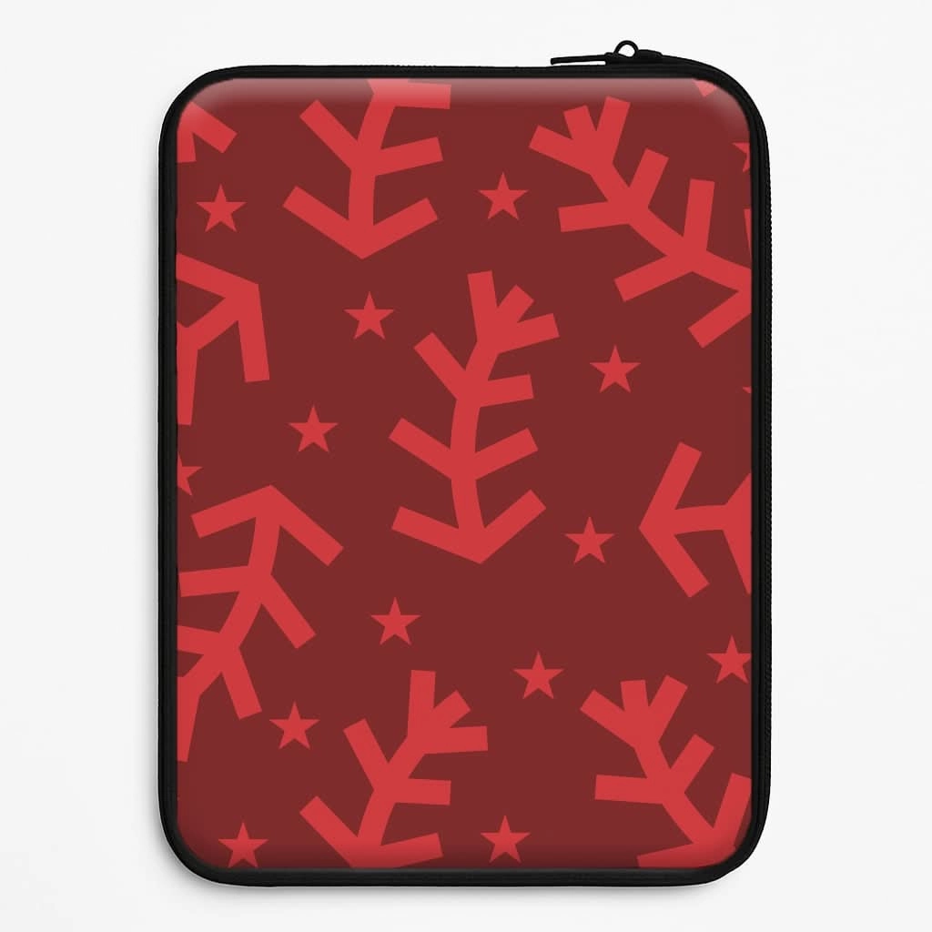 Soft Frame Full Coverage Abstract Ferns And Snowflakes Pattern Laptop Sleeve