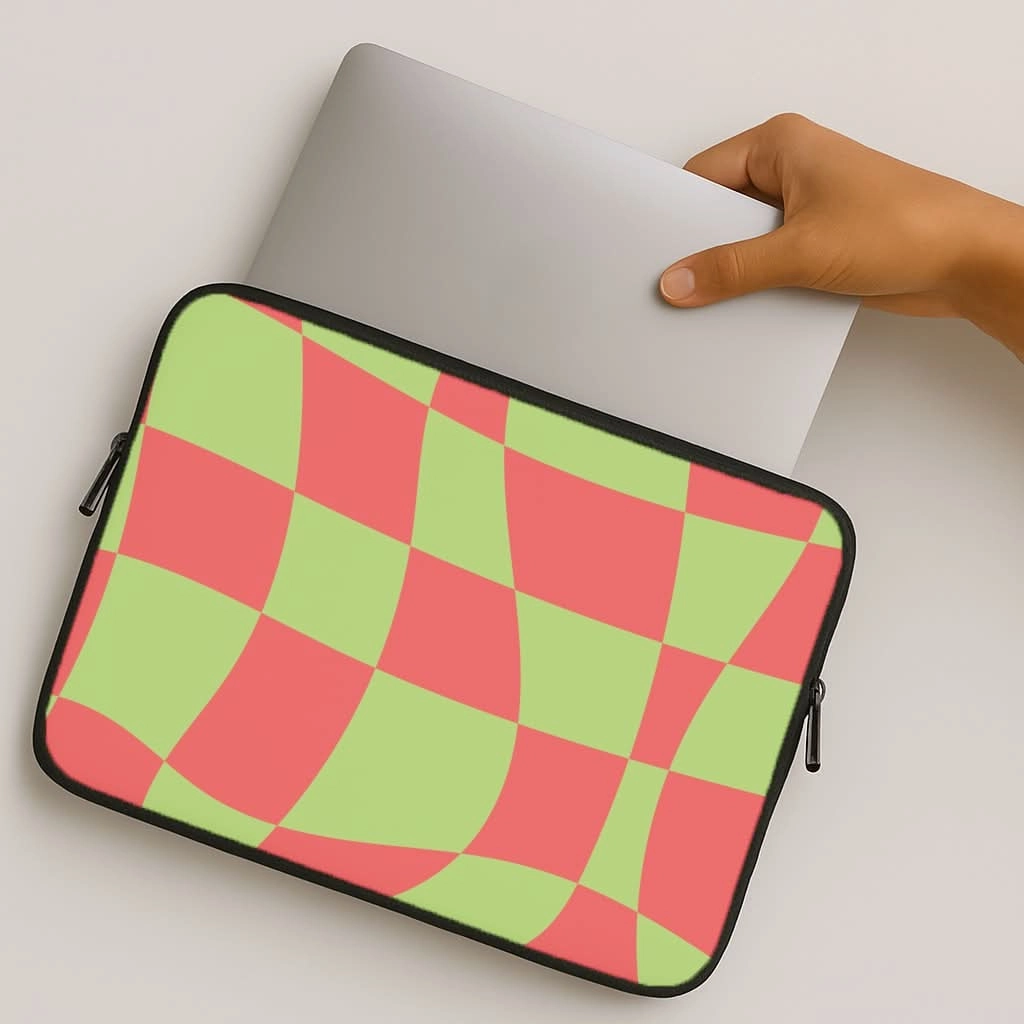 Modern Minimalism Abstract Red And Green Christmas Pattern Laptop Sleeve