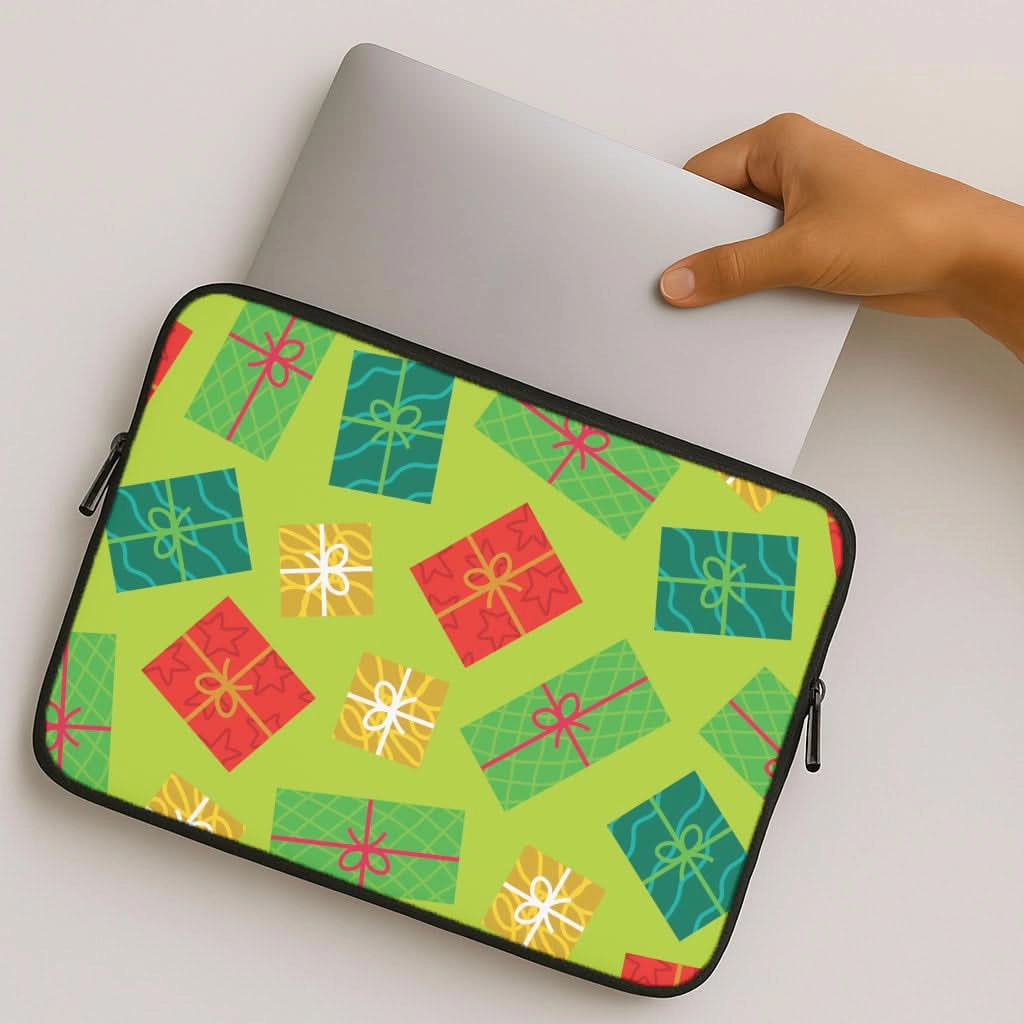 Colourful Abstract Christmas Presents Pattern Laptop Sleeve Vivid Texture