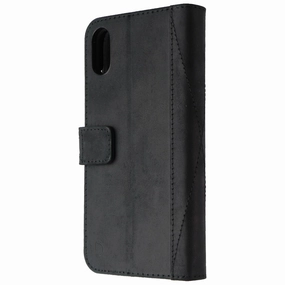 Raised Edges Futuristic style DECODED Leather 2-in-1 Wallet Case for Apple iPhone XR - Black