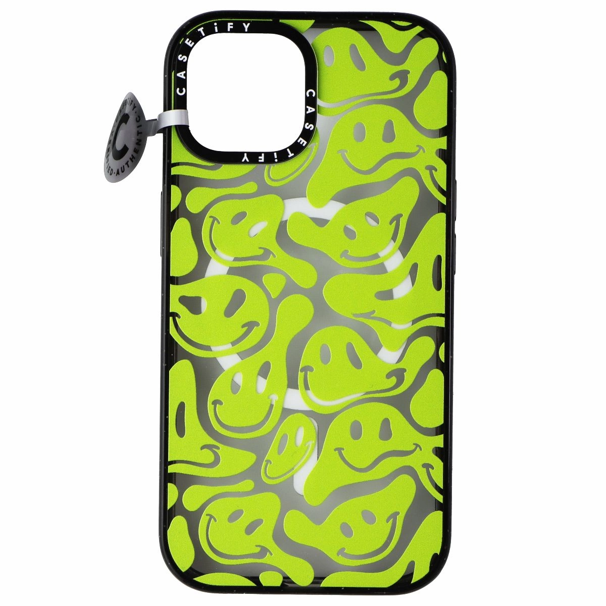 Simple Style Durable Design Texture Casetify Impact Series Case for MagSafe for iPhone 15 - Acid Smiles Neon Green