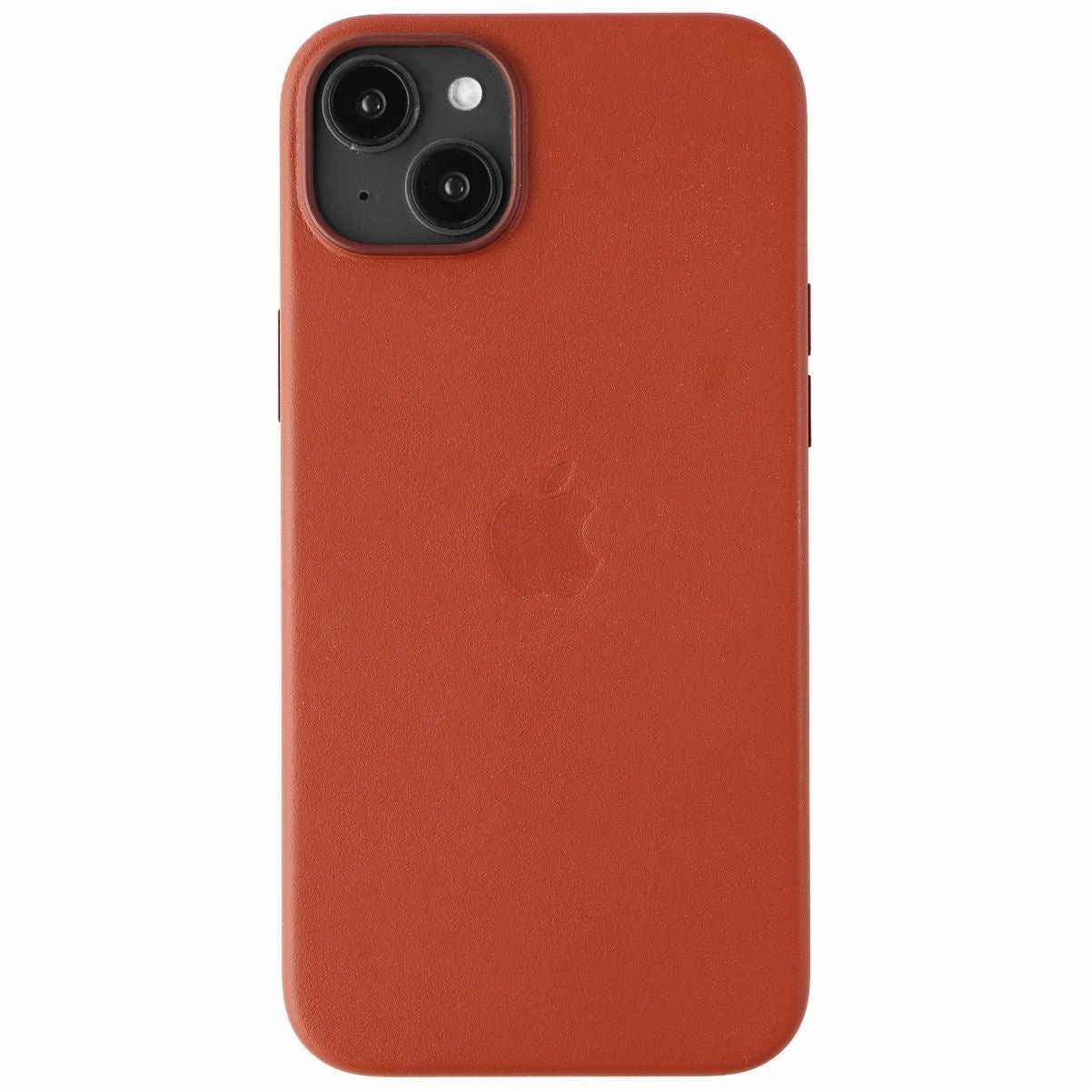 Matte Shield Button Cover Apple Leather Case for  MagSafe for iPhone 14 Plus - Umber