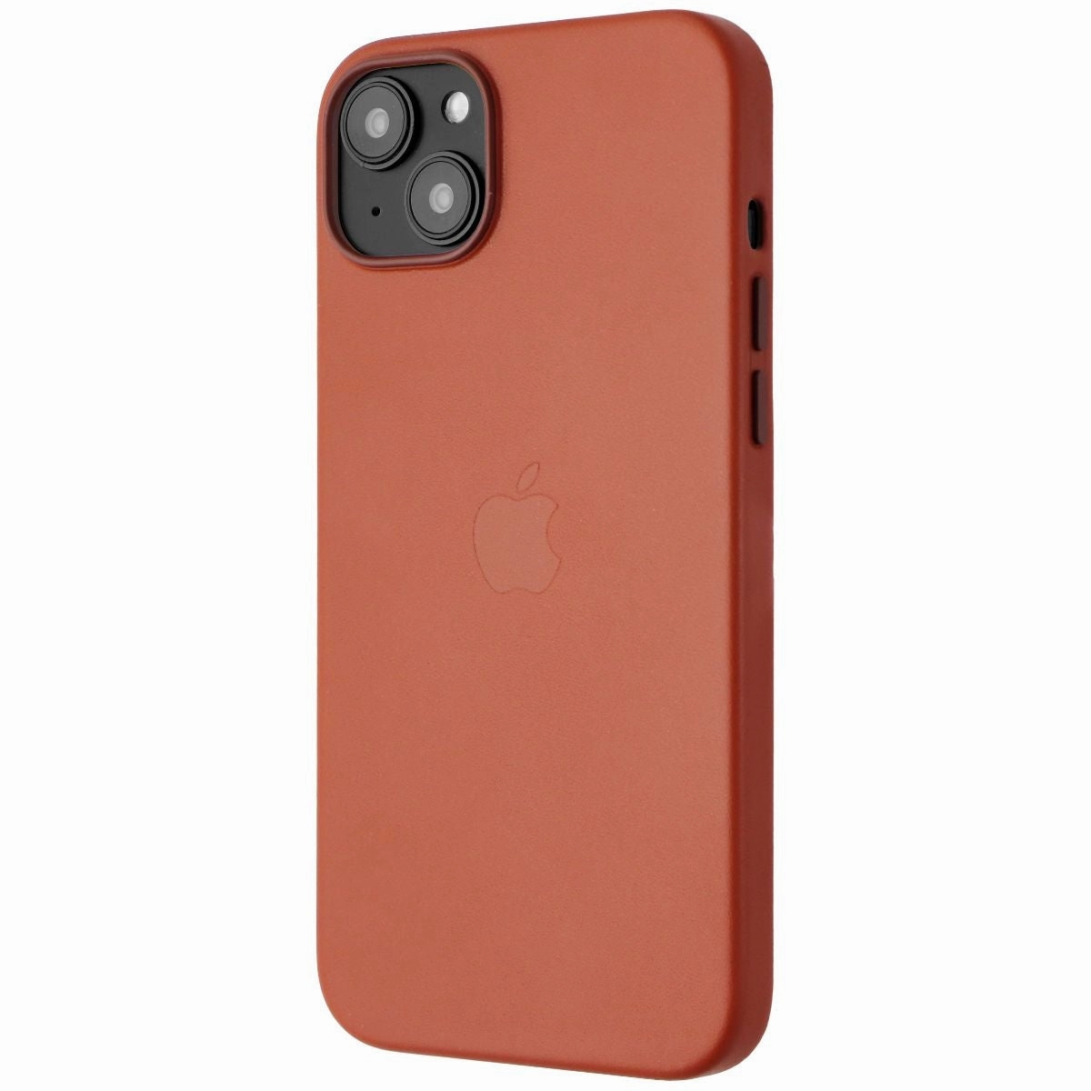 Screen Bumper Glossy Texture Layer Apple Leather Case for  MagSafe for iPhone 14 Plus - Umber