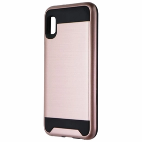 Asmyna Premium Dual Layer Case for Samsung Galaxy A10e - Rose Gold/Black Luxury Texture