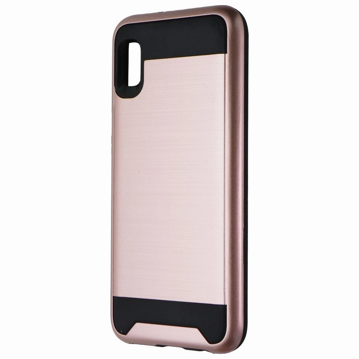 Asmyna Premium Dual Layer Case for Samsung Galaxy A10e - Rose Gold/Black Luxury Texture