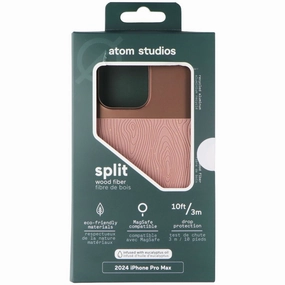 Futuristic style Soft Feel Atom Studios Split Wood Fiber Case for MagSafe for iPhone 16 Pro Max - Taupe