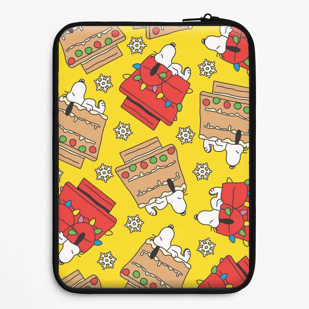 Clear Finish Lightweight Protection Cartoon Beagle Fairylights And Gingerbead Pattern Laptop Sleeve