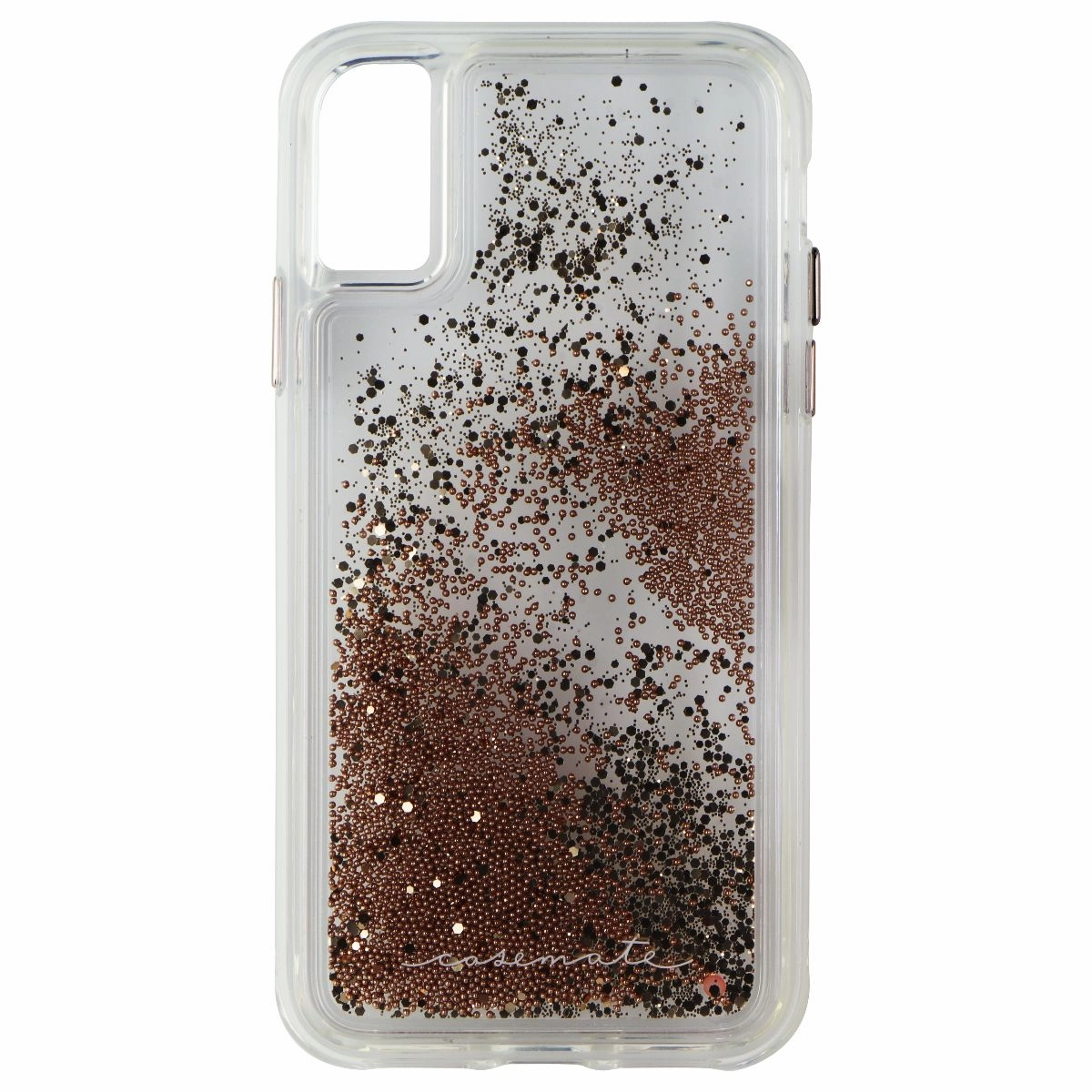 Bold Look Soft touch finish Case-Mate Waterfall Liquid Glitter Case for iPhone Xs and iPhone X - Clear/Gold