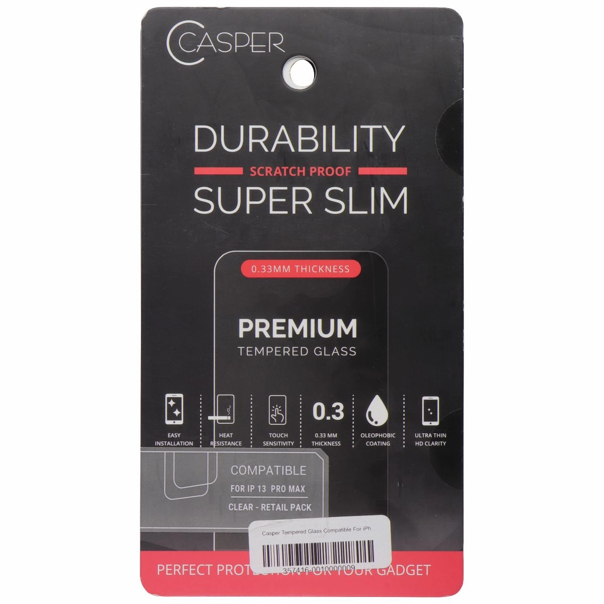 Casper Super Slim Scratch Proof Tempered Glass for Apple iPhone 13 Pro Max Ultra HD Protector