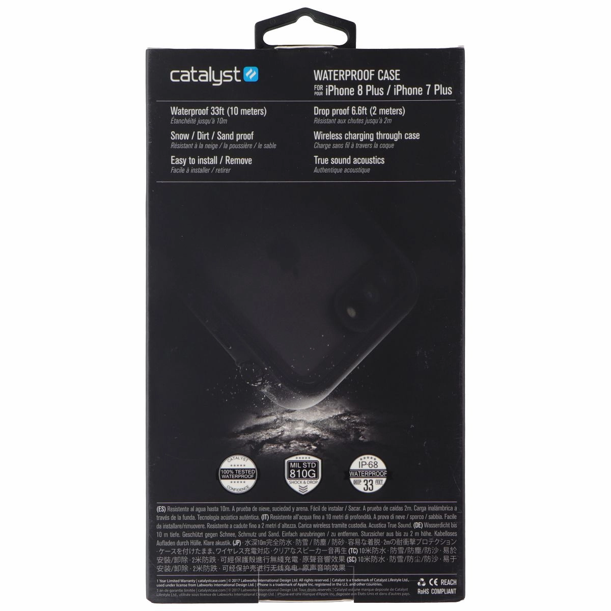 Soft Edge Look Catalyst Waterproof Case for Apple iPhone 8 Plus/7 Plus - Black