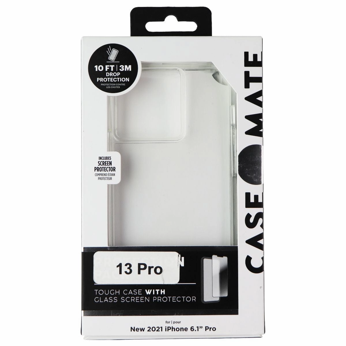 Hybrid Look Case-Mate Tough Case and Screen Protector for Apple iPhone 13 Pro - Clear