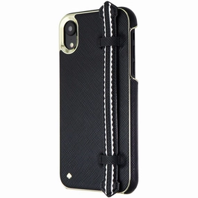Urban Minimalism Kate spade Wrap Strap Case for Apple iPhone XR - Black Saffiano/Gold Saffiano