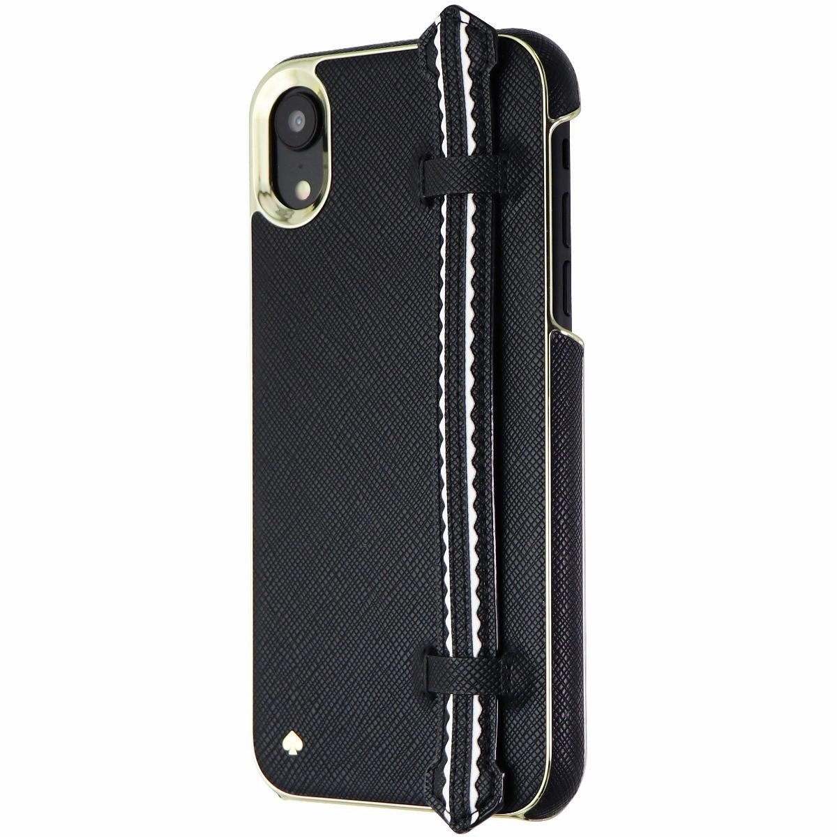 Urban Minimalism Kate spade Wrap Strap Case for Apple iPhone XR - Black Saffiano/Gold Saffiano
