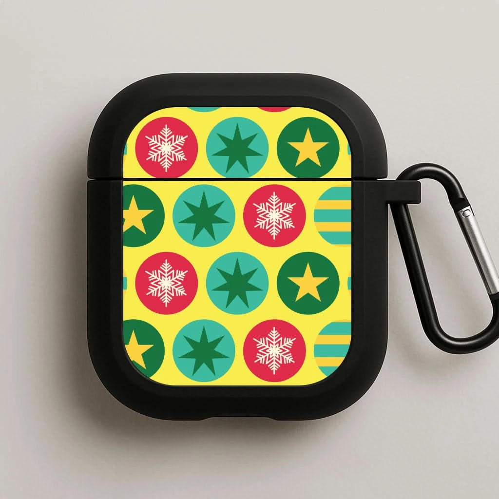 Modern Travel Holder Compact Travel Storage Colourful Abstract Baubles Christmas Pattern AirPods Case