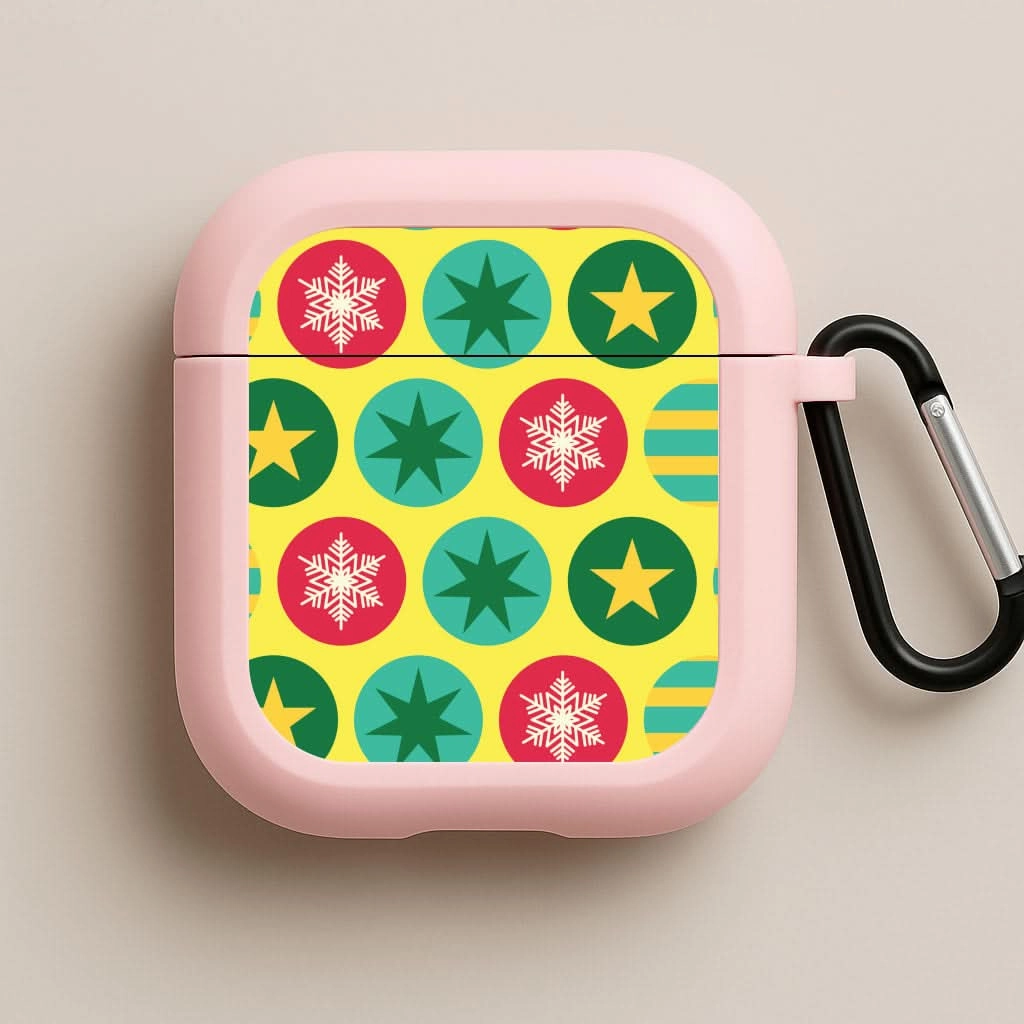 custom logo airpods shell Colourful Abstract Baubles Christmas Pattern AirPods Case