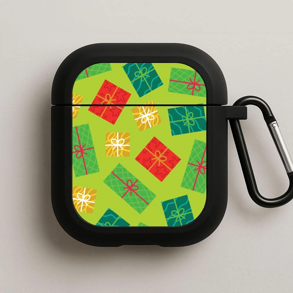 Creative Travel Case compact wireless earphone case Colourful Abstract Christmas Presents Pattern AirPods Case