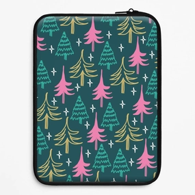Colourful Sketched Christmas Trees Pattern Laptop Sleeve Comfort Pattern Texture Stylish Finish
