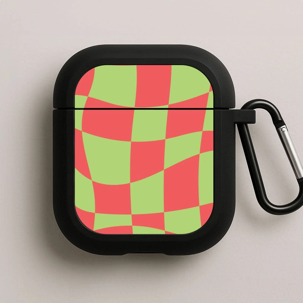 Abstract Red And Green Christmas Pattern AirPods Case Fashion Silicone Holder durable ergonomic soft travel protector