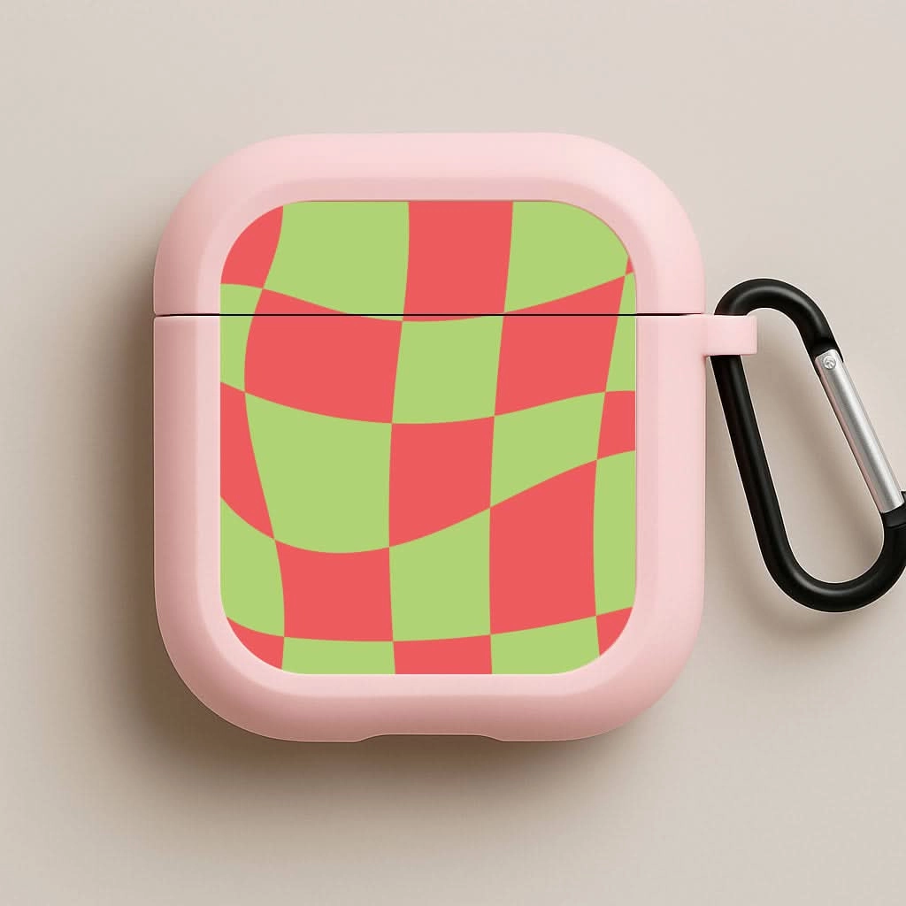 Elegant Portable Case vivid pastel portable leather protector Abstract Red And Green Christmas Pattern AirPods Case