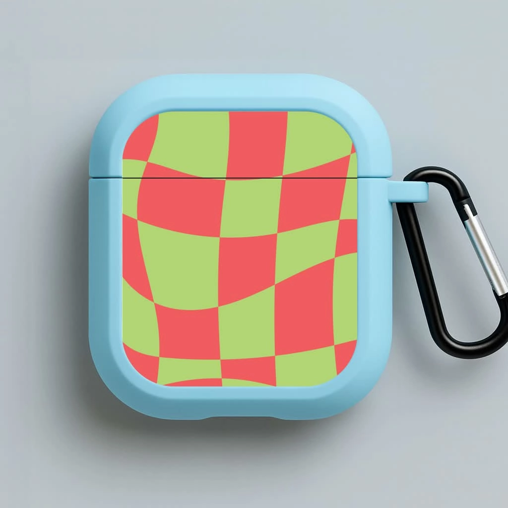 Abstract Red And Green Christmas Pattern AirPods Case durable matte airpods cover Minimal Rubber Holder