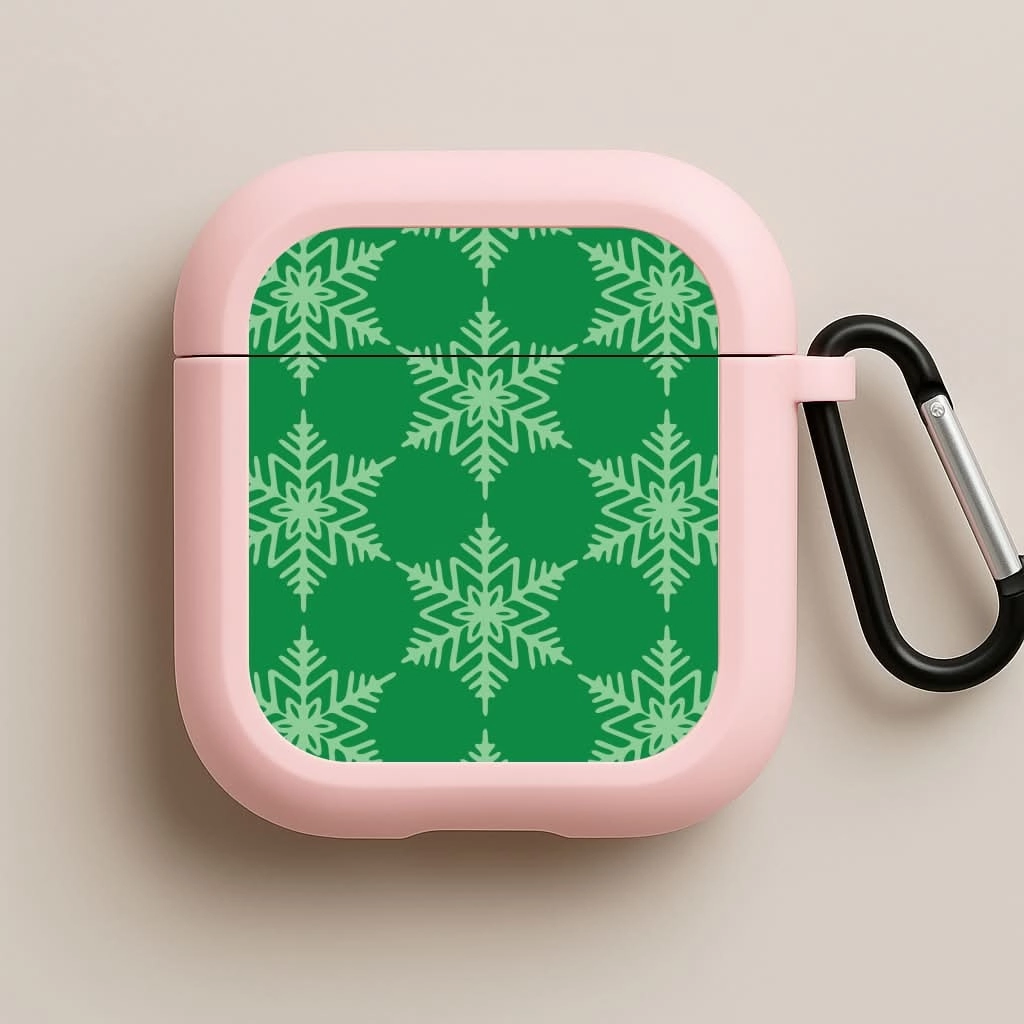 Green Giant Snowflakes Christmas Pattern AirPods Case lightweight elegant protector