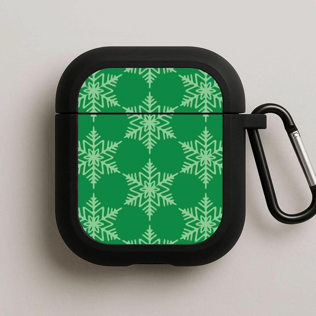 for athletes Green Giant Snowflakes Christmas Pattern AirPods Case