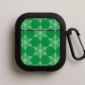 for athletes Green Giant Snowflakes Christmas Pattern AirPods Case