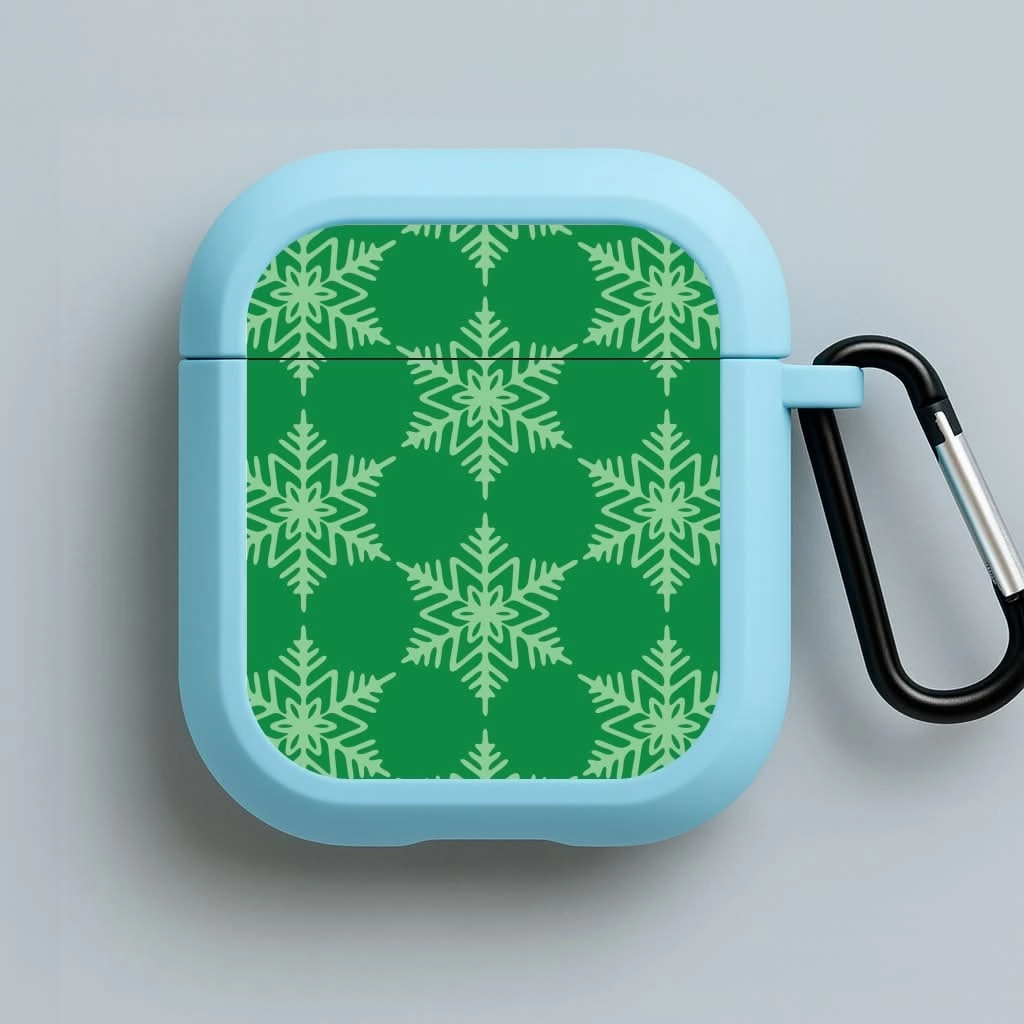 Portable Device Case Green Giant Snowflakes Christmas Pattern AirPods Case