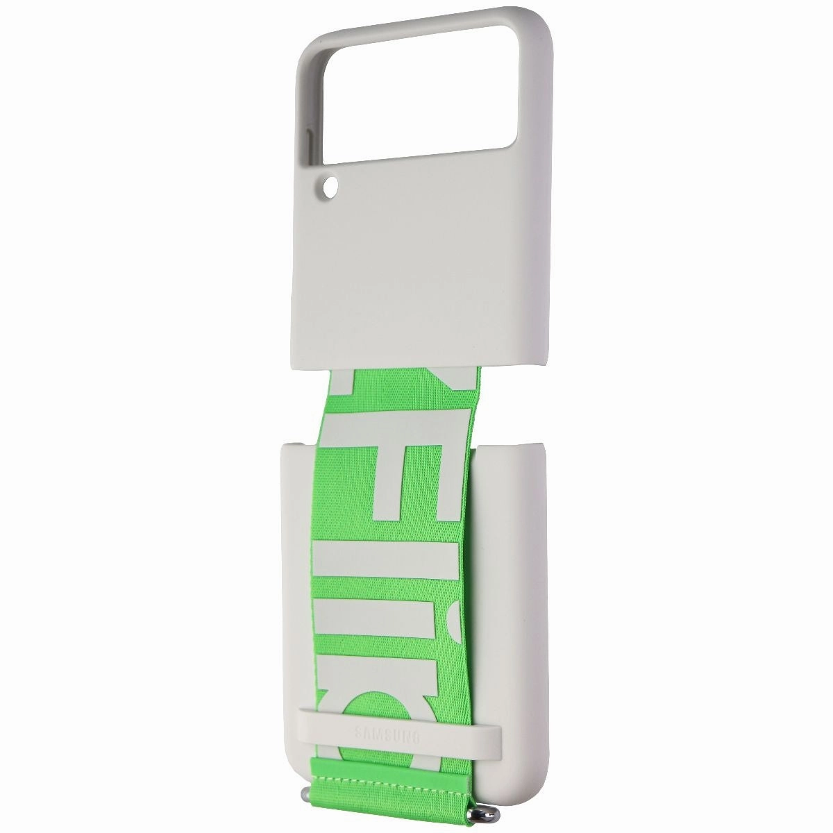 Flexible Grip Form Samsung Silicone Cover with Strap for Galaxy Z Flip3 5G - White / Green