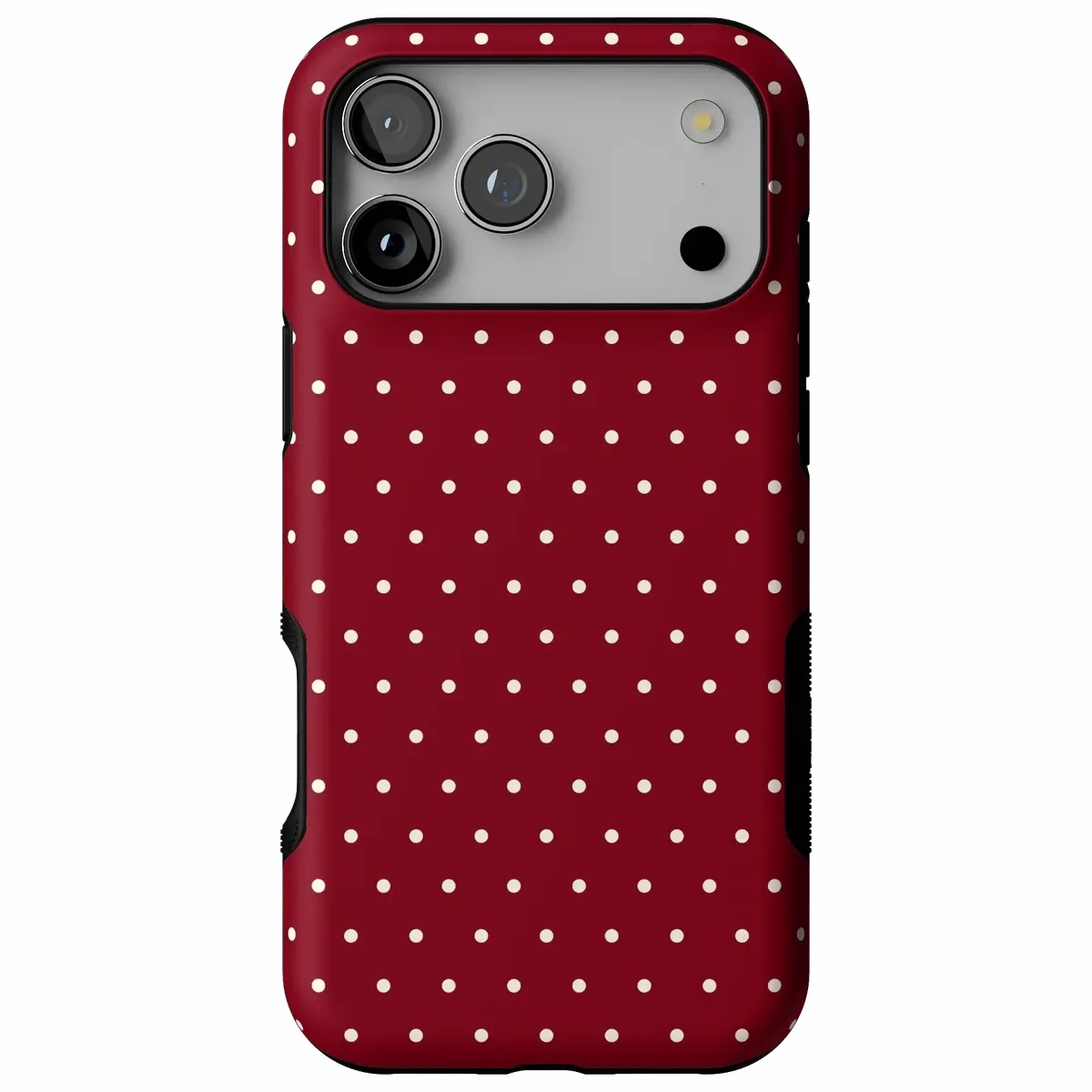 Modern Build Texture Compact Design On the Dot | Maroon Polka Dot Case