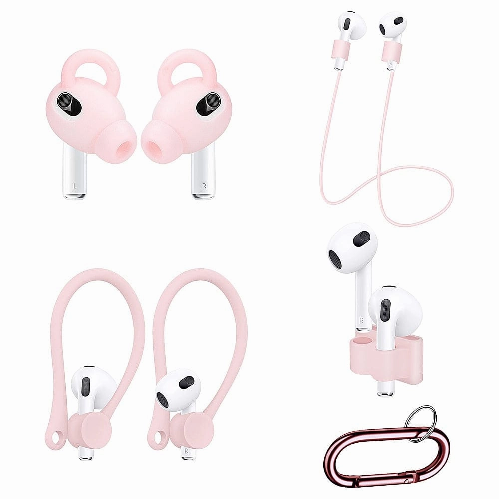 Pink Silicone Accessories Kit - Apple AirPods 3 (3rd Generation) Compact Tech Organizer Modern Protective Style