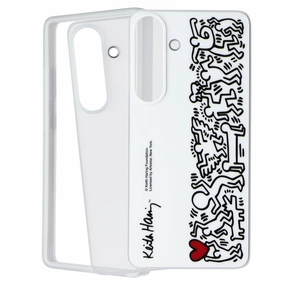 Protective Edge Layer Polished Texture Design Samsung Flipsuit Series Case for Samsung Galaxy S25 - White (Keith Haring)