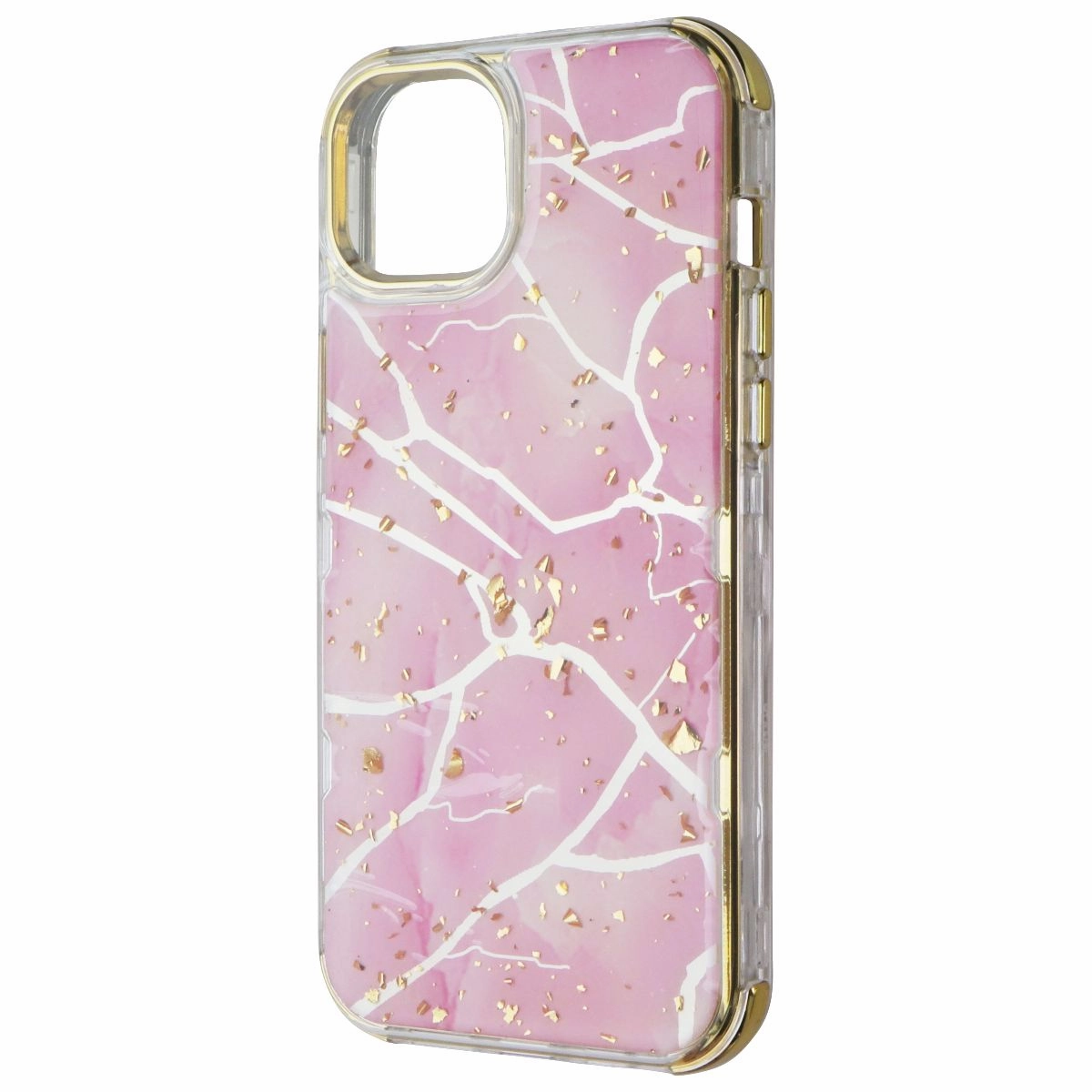 MyBat Pro Tuff Series Case for Apple iPhone 14 Plus- Pink Marbling / Gold Fashion Detail Durable Texture Build