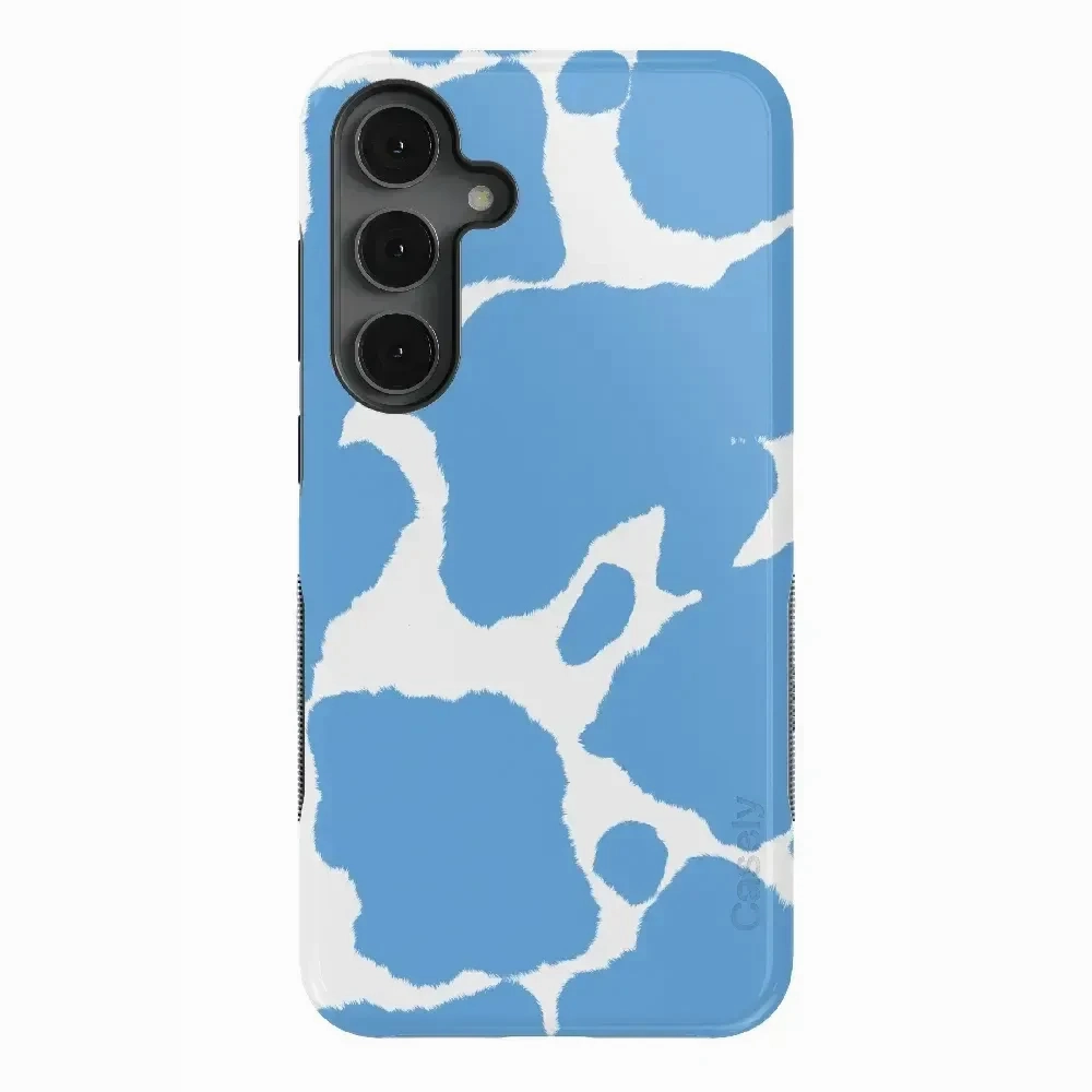 Matte Texture Subtle Touch Current MOOd | Light Blue Cow Print Samsung Case