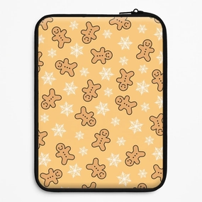 Cute Gingerbread And Snowflakes Pattern Laptop Sleeve Smooth Feel Luxury Finish Texture