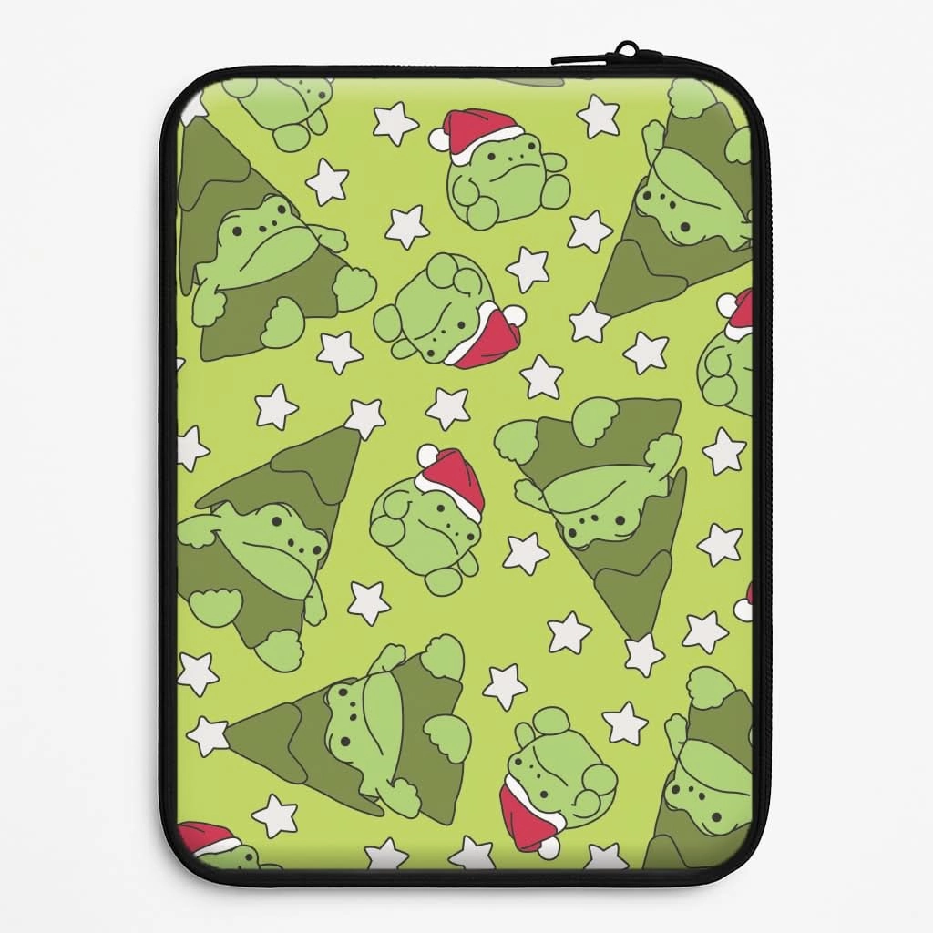 Christmas Frogs And Stars Plush Pattern Laptop Sleeve Durable Frame