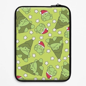 Christmas Frogs And Stars Plush Pattern Laptop Sleeve Durable Frame