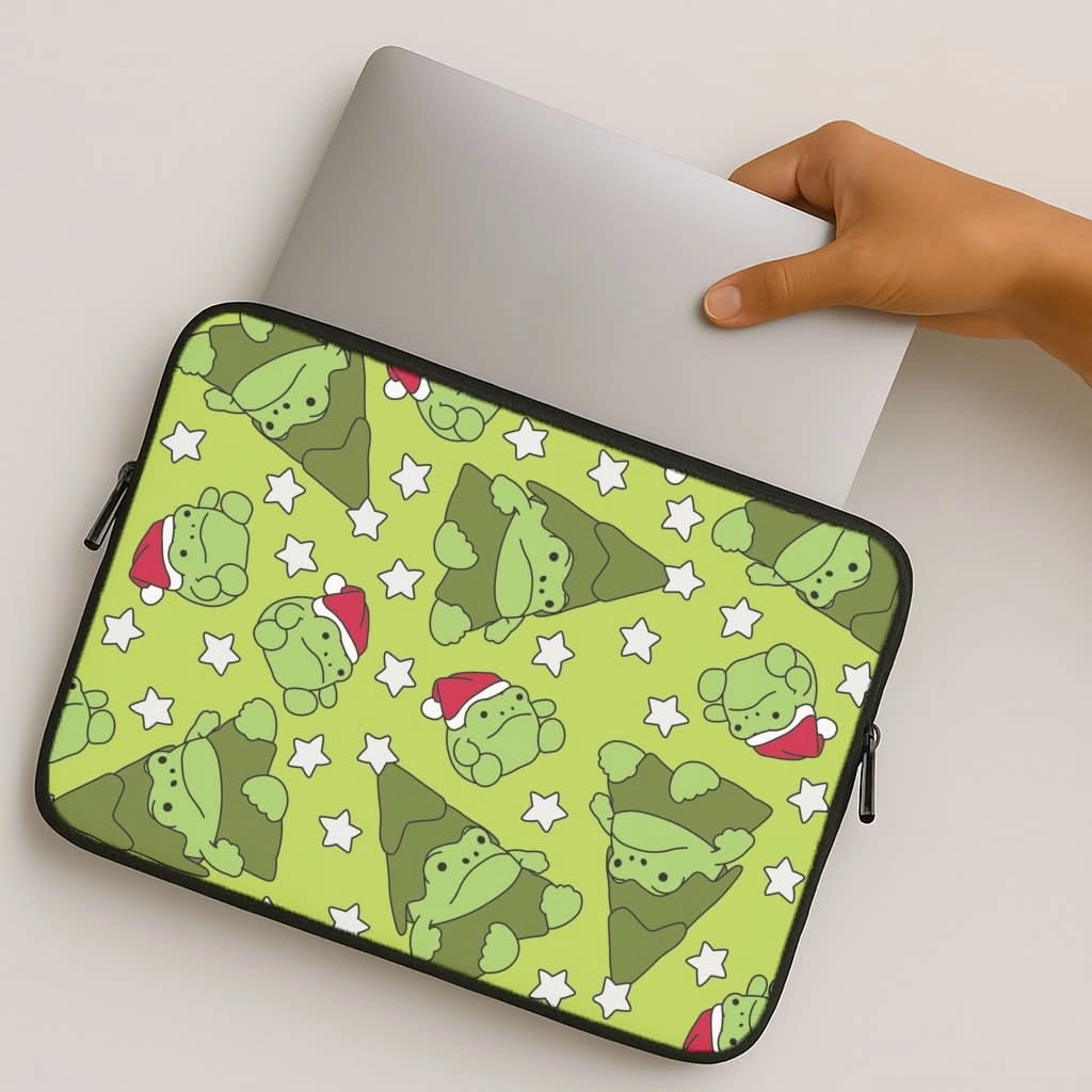 Christmas Frogs And Stars Plush Pattern Laptop Sleeve Stylish Choice
