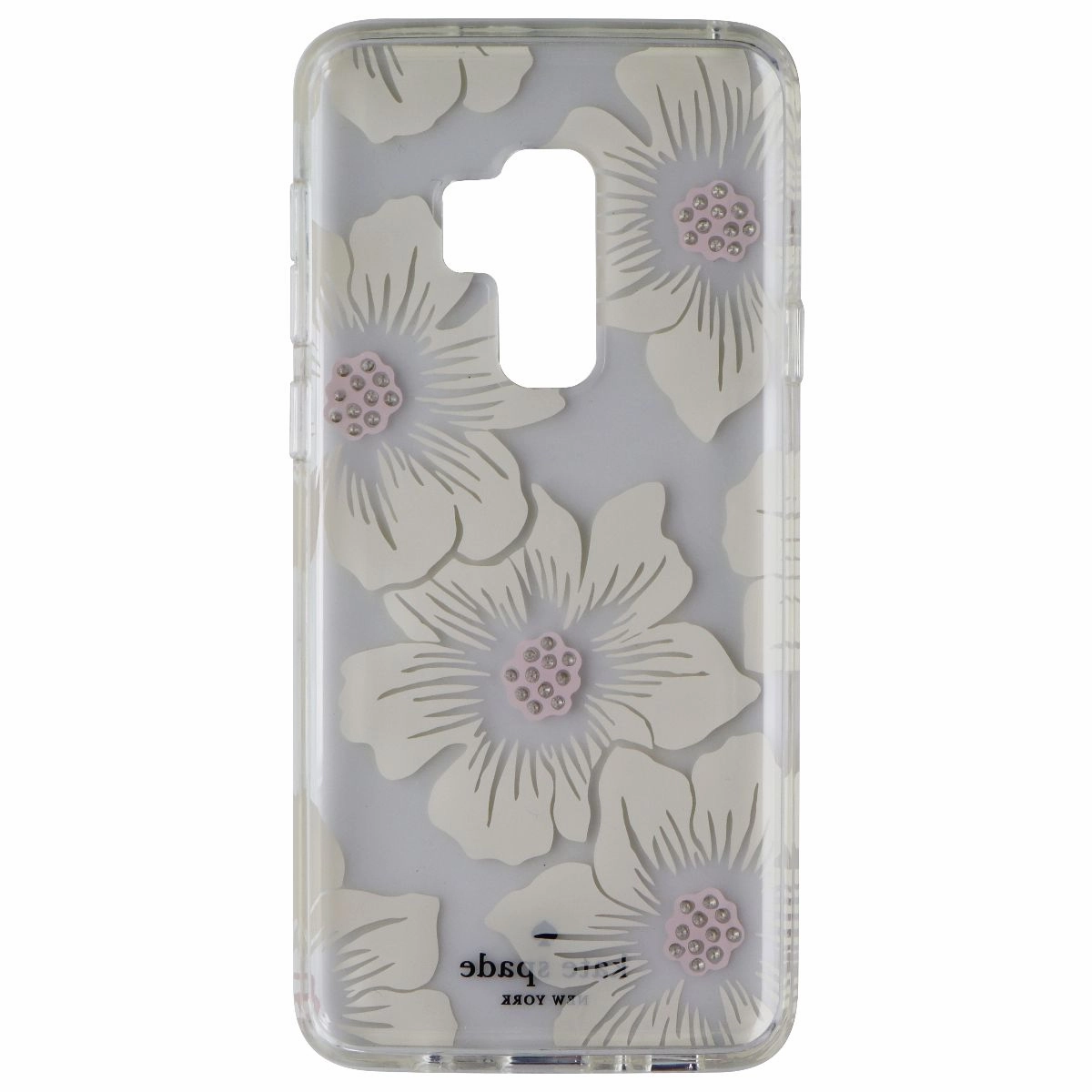 Hybrid Build Kate Spade Hard Case for Samsung Galaxy S9  (Plus) - Clear/White Flower/Gems