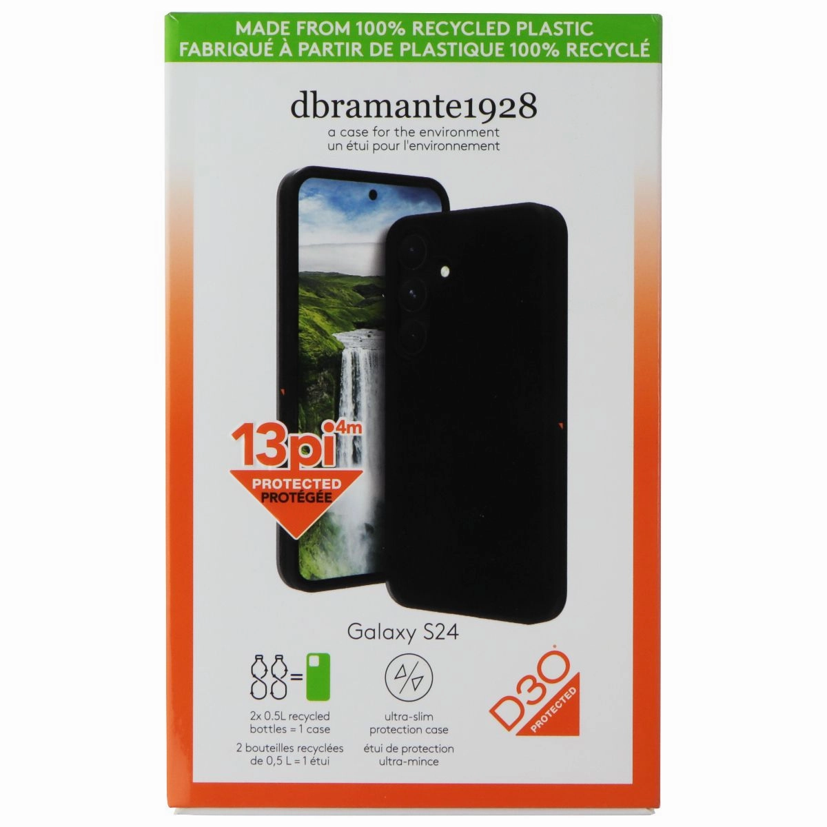 Dbramante1928 Iceland Ultra D30 Slim Case for Samsung Galaxy S24 - Black Minimal Texture Layer Color Finish