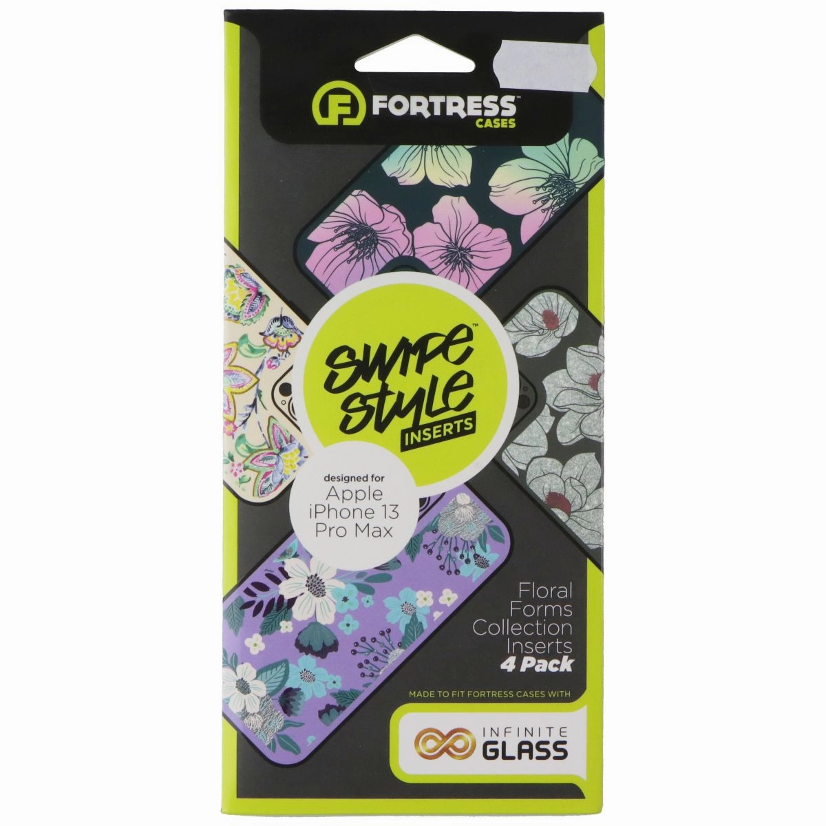 Modern Form Fortress Swipe Style Inserts (4-Pk) for Apple iPhone 13 Pro Max - Floral Forms