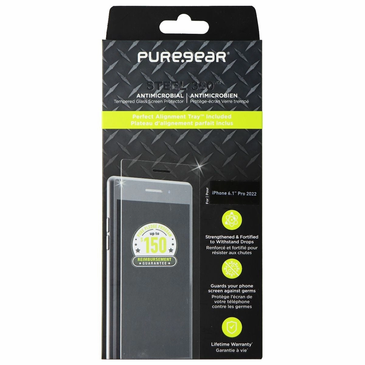 PureGear Steel 360 Tempered Glass for Apple iPhone 14 Pro - Clear Elite Device Film