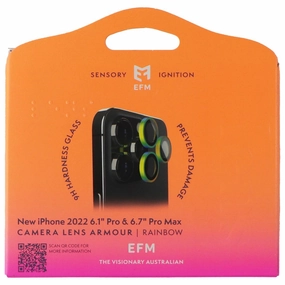 Screen Durability Guard Drop Protection EFM Camera Lens Armour for Apple iPhone 14 Pro / 14 Pro Max - Rainbow