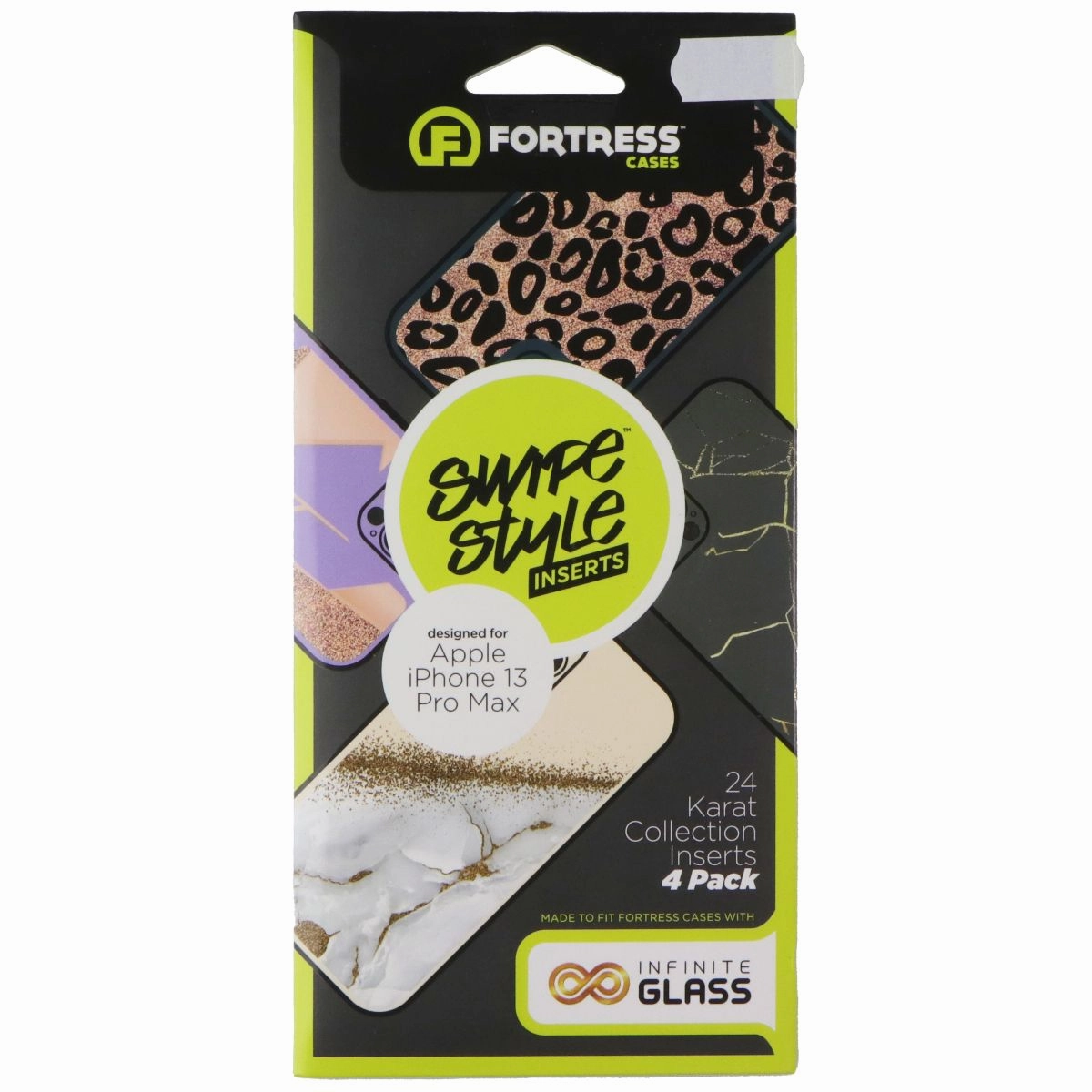 Hard Edge Protective Corner Fortress Swipe Style Inserts (4-Pk) for Apple iPhone 13 Pro Max - 24 Karat