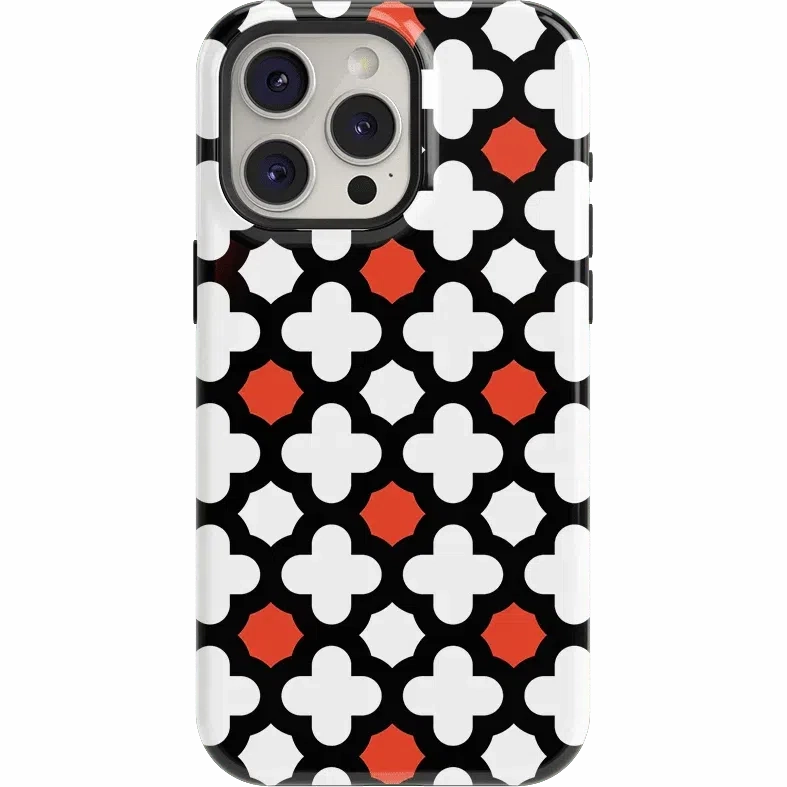 Waterproof Design Marble Texture Red Lattice Tile | High Contrast Design Case