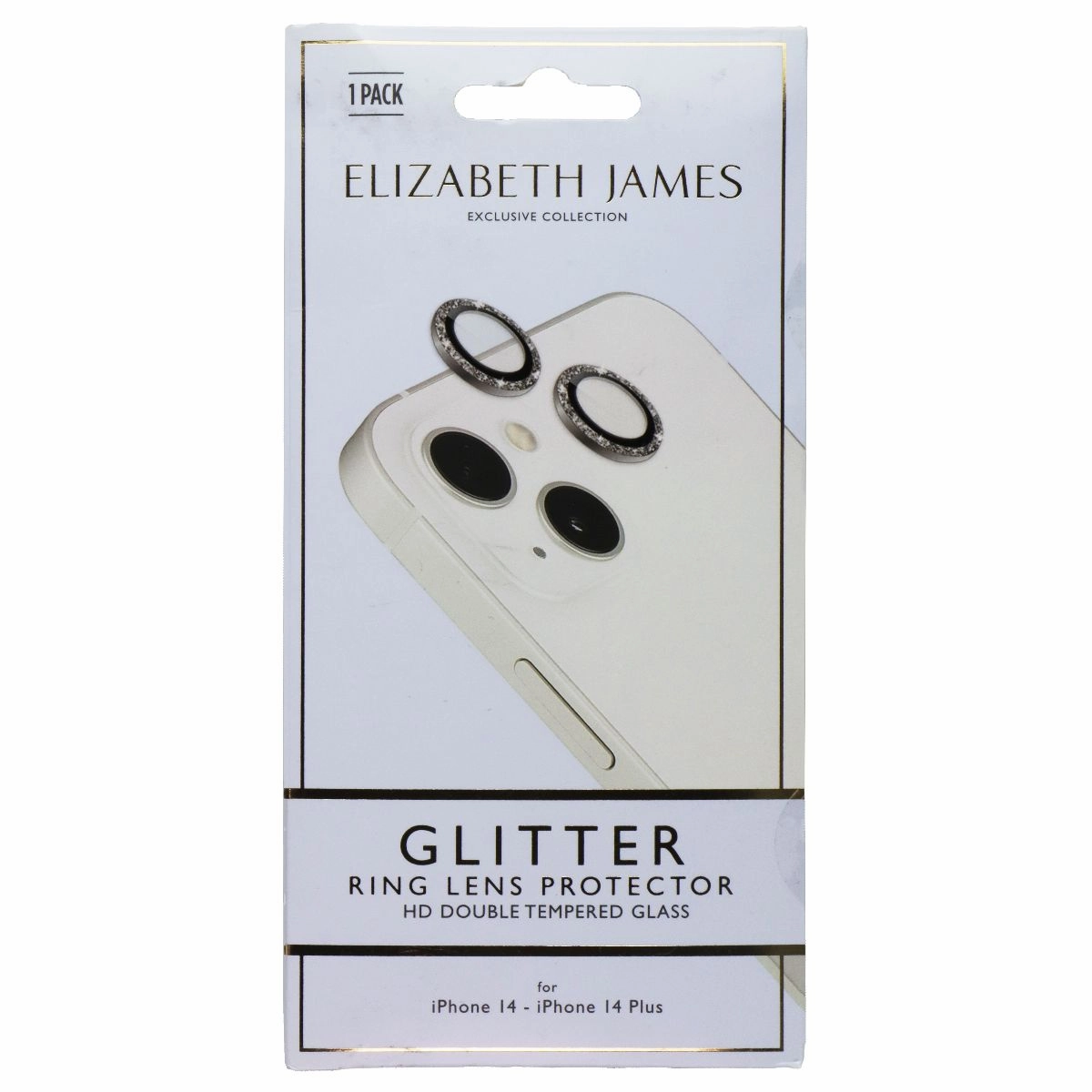 transparent protective cover Scratch Shield Elizabeth James Ring Lens Protector for iPhone 14/14 Plus - Glitter